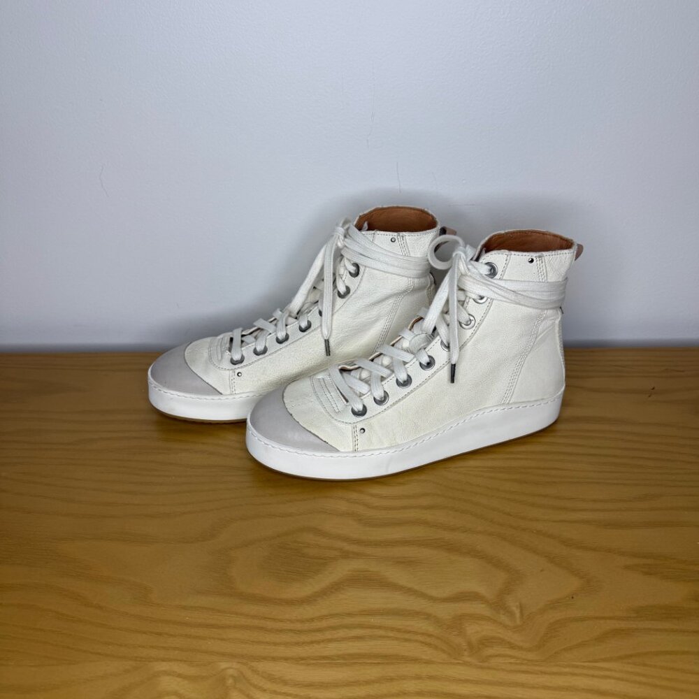 Free People We The Free Saturday Sneaks High Top Leather Off White Shoes 38 / 8